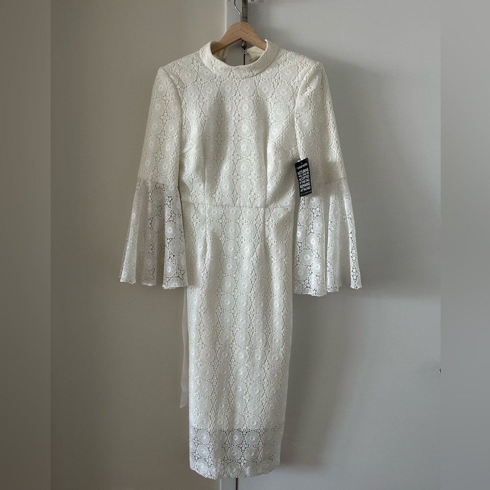 Rebecca Vallance Ivory Mireya Flare Sleeve Dress